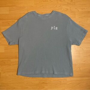 YoungLA Waffle Knit T-Shirt light blue Embroidered Logo Men’s Medium Streetwear